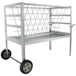 Solution4Patio Galvanized Steel Livestock Feeder W/Wheels, 2 in 1 Hay & Grain/Salt Feeder, Heavy-Duty Large Capacity Sheep Feeding Cart, Easy to Clean for Goats, Sheep, Horse, Ponies #B808A01-US2