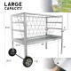 Solution4Patio Galvanized Steel Livestock Feeder W/Wheels, 2 in 1 Hay & Grain/Salt Feeder, Heavy-Duty Large Capacity Sheep Feeding Cart, Easy to Clean for Goats, Sheep, Horse, Ponies #B808A01-US2