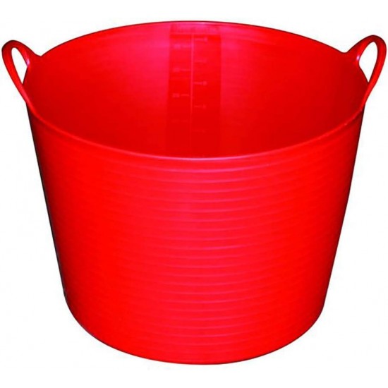 FT11RED 11 Gallon Indoor Outdoor Heavy Duty Impact Resistant Multipurpose Farm Bucket Rubber Flex Tub with Handles (3 Pack)