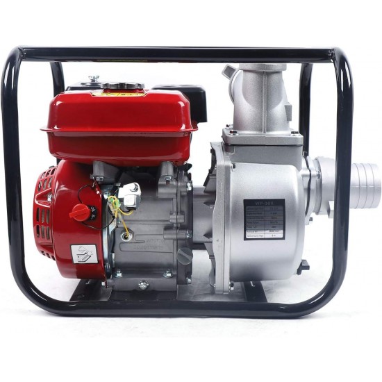 Gas Water Pump, 3Inch 7.5HP Commercial Semi-Trash Gas Powered Water Pump, 3000W 60M³/H Inlet & Outlet High Pressure Garden Irrigation Pump, Portable Water Transfer Pondpump For Agricultural