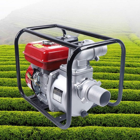 3 7.5Hp Gasoline Water Pump, High Pressure Water Pump Portable Petrol Water Transfer High Pressure Pump Trash Pump for Irrigation Pool, Landscaping Or Gardening Irrigation 1500W Aluminum