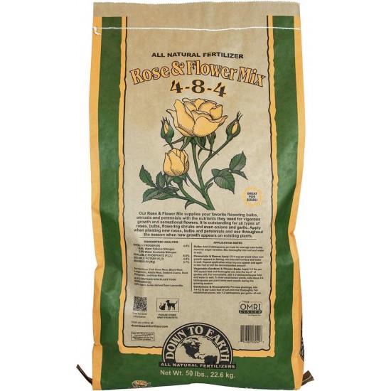 Down To Earth Organic Rose & Flower Fertilizer Mix 4-8-4, 50 lb