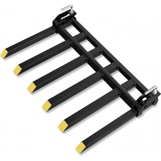 Clamp on Debris Forks to 60 Bucket, 4000 lbs Capacity Heavy Duty Clamp on Pallet Forks Bucket Forks Attachments Fit for Loader Bucket Skidsteer Tractor