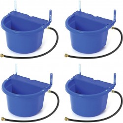 FW16BLUE 4 Gallon Capacity Automatic Float Controlled Waterer Animal Horse & Cattle Livestock Water Trough, Blue (4 Pack)