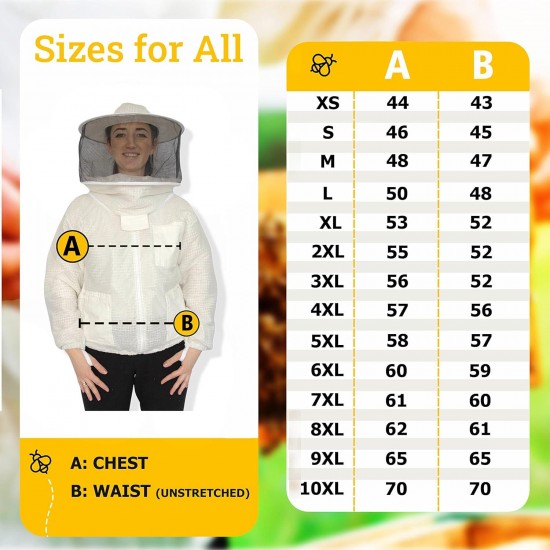 Ventilated Bee Jacket Round Hood - 3 Layer Mesh Ultra Vented Beekeeping Jacket Ventilated Beekeeper Jacket for Big Men