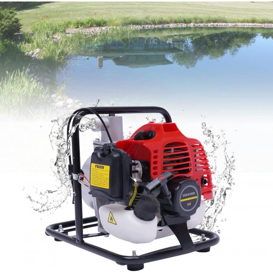 2 HP 1 Inch Gas Powered Water Pump, Single Cylinder Gasoline Engine Water Transfer Pump, Portable High Pressure Irrigation Pump, Suitable for Household Garden lawn Crop Irrigation