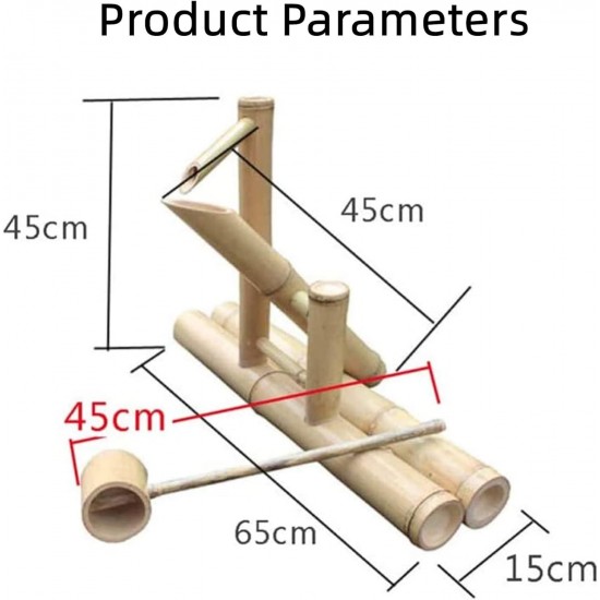 Bamboo Fountain Kit, with Pump & Solar Panel & Water Filter, Bamboo Feng Shui Water Fountain Garden Decor, Bamboo Water Feature Landscape