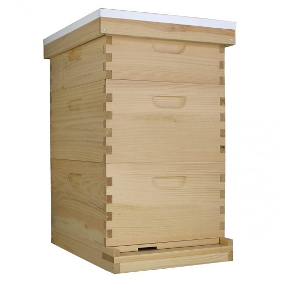 USA Made 10 Frame Langstroth Beehive - (2) Deeps & (1) Medium (Quality Boards Zero Knots)