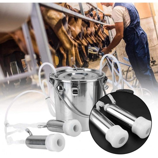 Portable Electric Milking Machine 5L Goat Milker Machine Sheep Milker for Sheep/Goat/Cow with Vacuum-Pulse Pump Stainless Steel Easy to Clean(Cow)