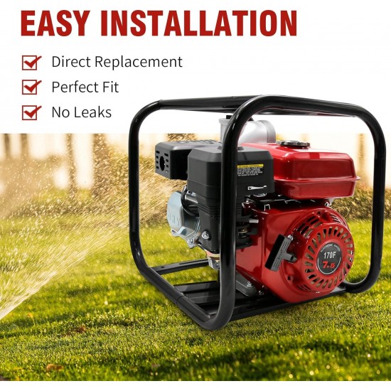 Semi-Trash Water Pump High Pressure 7.5HP Gas Power 3000W with Low-Oil Shut Down Designed for Garden Irrigation Outdoor Use