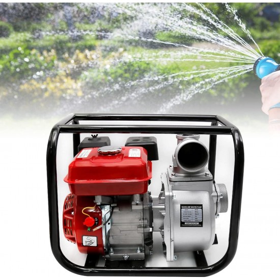 Semi-Trash Water Pump High Pressure 7.5HP Gas Power 3000W with Low-Oil Shut Down Designed for Garden Irrigation Outdoor Use