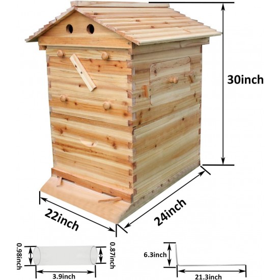 Flows Hive Beehive Kit,Wooden Beekeeping House Beehive Boxes with 7 PCS Auto Bee Hive Frame for Beginning Professional Beekeepers