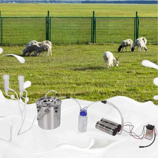 5L Electric Milking Machine Portable Goat Sheep Ewes Milker Cow Milking Kit Impulse Milking Machine for Home Small-scalefarm(Sheep)