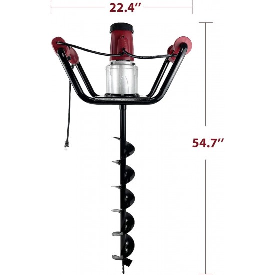 1500W Electric Post-Hole Digger with Storage Bag, Double Handle Earth Auger, 2×6-Inch and 2×4-inch Auger Bit Earth Auger Drill, Ideal for Installing Fence Post, Drilling, Planting Trees