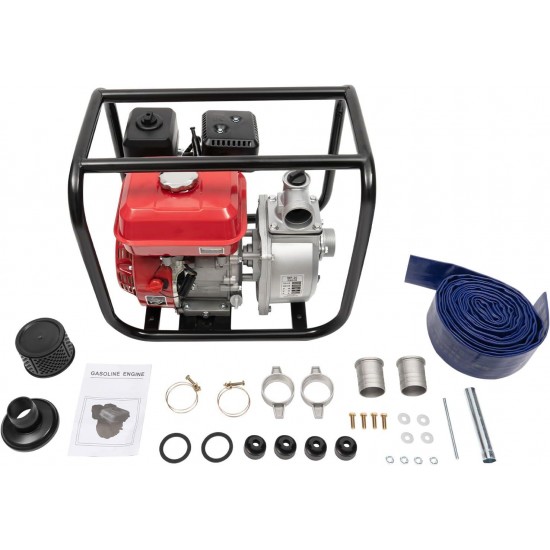 2inch Gasoline Engine Water Pump,7.5 HP 212cc 4-Stroke Gas Powered Trash Water Transfer Pump Garden Farm Irrigation Petrol Pump,Portable High Pressure with 24.61 ft Hose for Irrigation Pool