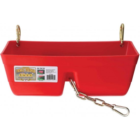 FF16RED 9 Quart Heavy Duty Plastic Feed Trough Bucket Fence Feeder with Clips for Livestock & Pets, Red (6 Pack)