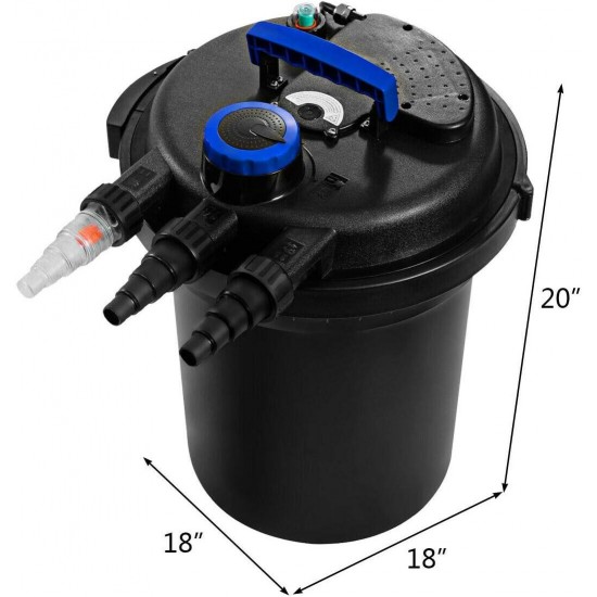 Pond Filter 4000 Gallons Pond Pressure Bio Filter with 13W UV Light Fishpond Pump Filter for Garden Pool