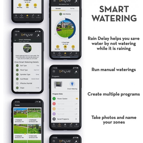 57985 B-hyve XR Smart 8-Zone Indoor/Outdoor Sprinkler Controller, Compatible with Alexa Charcoal Gray