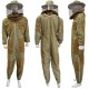 Ultra Ventilated Bee Suit Beekeepers 3 Layer Beekeeping Suit Coverall Sting Resistant Apiarist Suit for Men & Women with Pair of Gloves (XL, Khaki Round Veil)