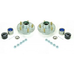 2) Galvanized Trailer Hub Kits 3500lb 5 Lug Greased Bearings w/Trailer Buddys