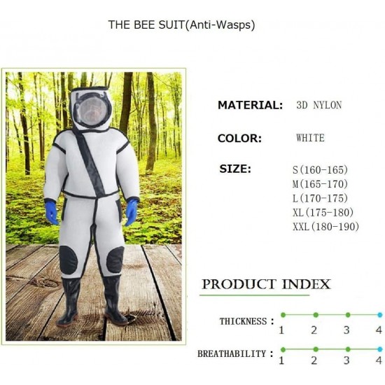 Professional Protective Beekeeping Suit Thick Full Body Clothing with Shoes and Glove,Anti-Wasps,Vespinae, Yellowjackets,Breathability and Safety (XL)