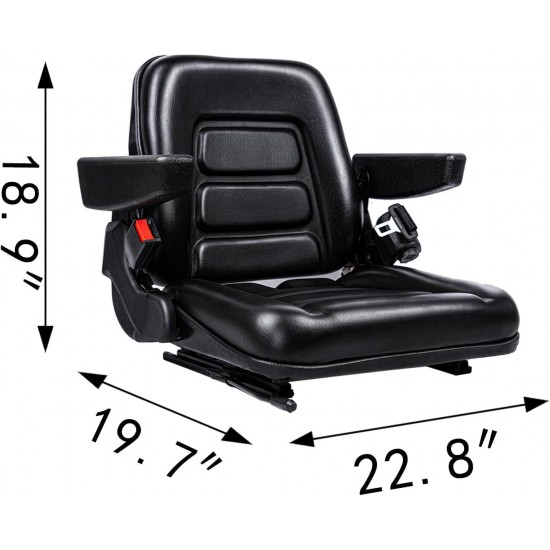 Universal Forklift Seat,Tractor Seat,with Micro Switch,Armrest and Safety Belt,for Tractor,Mower,Skid Loader,Telehandler,Backhoe,Excavator Dozer