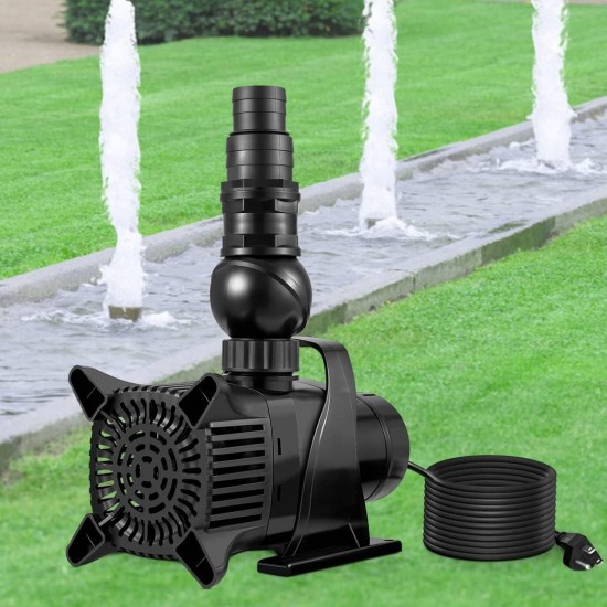 Submersible Water Pump, 8000 GPH, 530W Pond Pump Submersible w/ 3 Nozzles, 26ft Lift Height, 33ft Power Cord, for Waterfall Fountain Koi Pond Aquarium Hydroponic with Barrier Bag