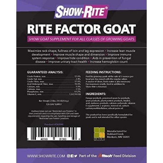 Show Rite Rite Factor Goat 5.75 Lb Pail