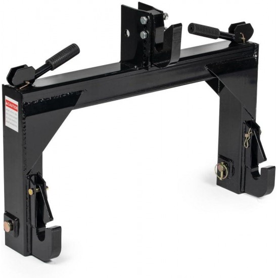 3 Point Quick Hitch Adaption to Category 1 Tractors, 3000 LB Lifting Capacity, 27.5 Between Lower Arms, 14.5 ~17.5 Level Adjustment, Black Finish