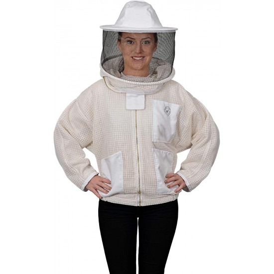 320 Aero Beekeeping Jacket with Round Veil, M, Crystal White