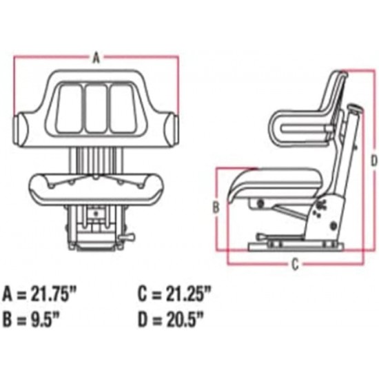 E-1672345M91 Wrap Around Black Tractor Seat for Massey Ferguson TO35, TEA20, TO20, TO30, TE20, 40, 50, 65, 85, 88, 135, 150, 165, 175, 180, 298, 290, 285S, 285, 282, 283, 275, 281, 265S, 265 +++