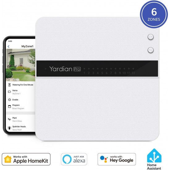 Yardian Pro Smart Sprinkler Controller with Instant Button Control, 12 Zone, Compatible with  Alexa, Apple HomeKit, Google Home, Google Assistant, IFTTT, Home Assistant