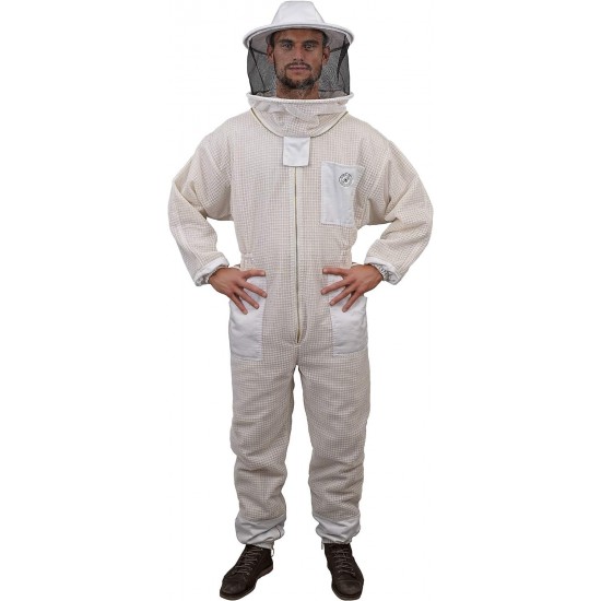 420 Aero Beekeeping Suit with Round Veil, XL, Summer Beige