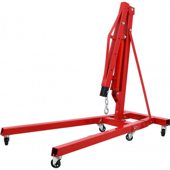 4400LBS Engine Hoist, Folding Hydraulic Hoists Cherry Picker, Heavy Duty Engine Crane Lifter, Red