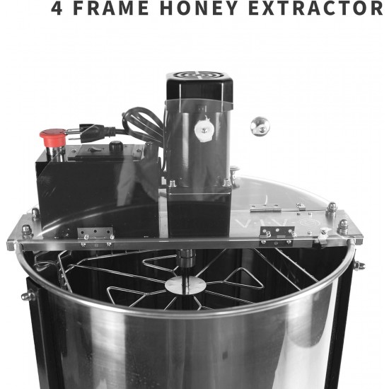 Electric Honey Extractor 8 Frame Rack(only 4 Deep Frames), Stainless Steel, Powered Honeycomb Drum Spinner BEE-V004E