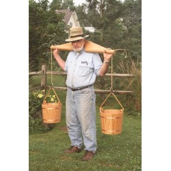 Old-Fashioned Poplar Wood Shoulder Carrying Yoke with Hanging Hooks