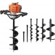 54cc Post Hole Digger Gas Powered 2 Cycle Earth Auger, 5-Year Warranty Gear Box, 4 Drill Bits 4 6 8 12 + Extension Rod 12 20