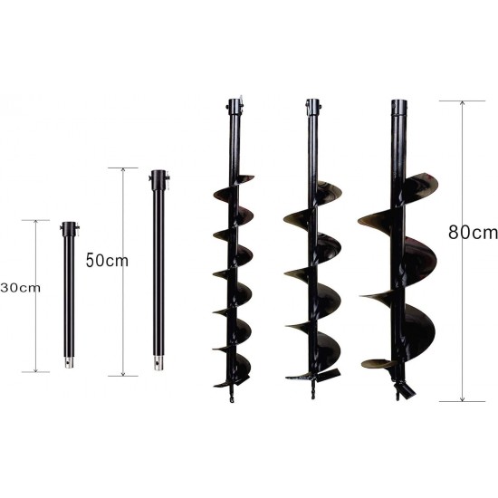 54cc Post Hole Digger Gas Powered 2 Cycle Earth Auger, 5-Year Warranty Gear Box, 4 Drill Bits 4 6 8 12 + Extension Rod 12 20