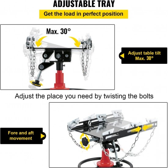 Transmission Jack, 1322 LBS (3/5 Ton) Capacity 2-Stage Hydraulic Telescopic Jack, Floor Jack Stand with Foot Pedal and 360° Swivel Wheel, 33-1/2-67 Lifting Range Garage/Shop Lift Hoist, Red