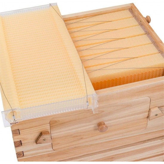 Bee Hives Boxes and Frames Starter Kit 7Pcs Automatic Wooden Beehive House, Auto Honey Hive Beehive Frames, Beekeeping Wooden House Beehive Boxes for Beekeepers