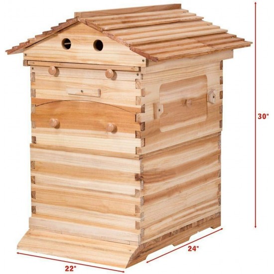 Bee Hives Boxes and Frames Starter Kit 7Pcs Automatic Wooden Beehive House, Auto Honey Hive Beehive Frames, Beekeeping Wooden House Beehive Boxes for Beekeepers