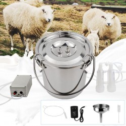 3L Goat Milking Machine, Continuously Adjustable Suction Pulsation Vacuum Electric Milker, Portable Livstock Milking Machine with Stainless Bucket(US Plug)(3L Goat)