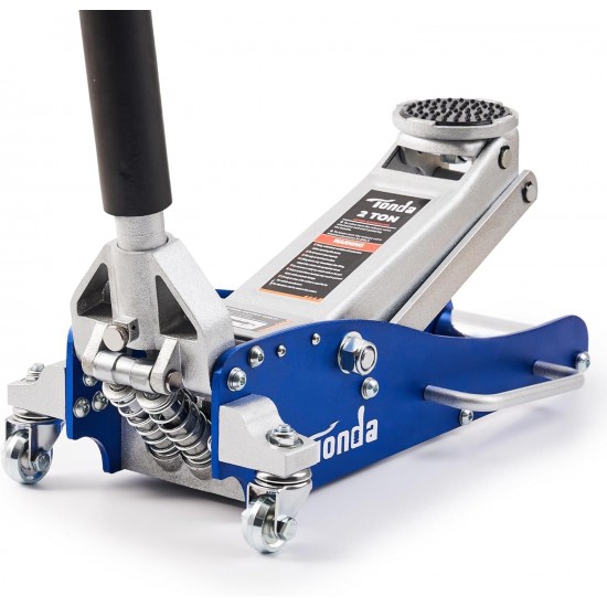 Floor Jack, Low Profile 2 Ton Hydraulic Aluminum and Steel Car Jack with Dual Pump System, Rapid Lift, Blue