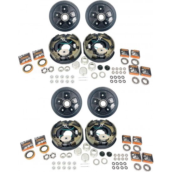 2-Pack Pro 3,500 lbs. Trailer Axle Self Adjusting Electric Brake Kit 5-4.5 Bolt Circle