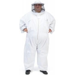 410P Big and Tall Polycotton Beekeeping Suit with Round Veil, 4XL, Arctic White