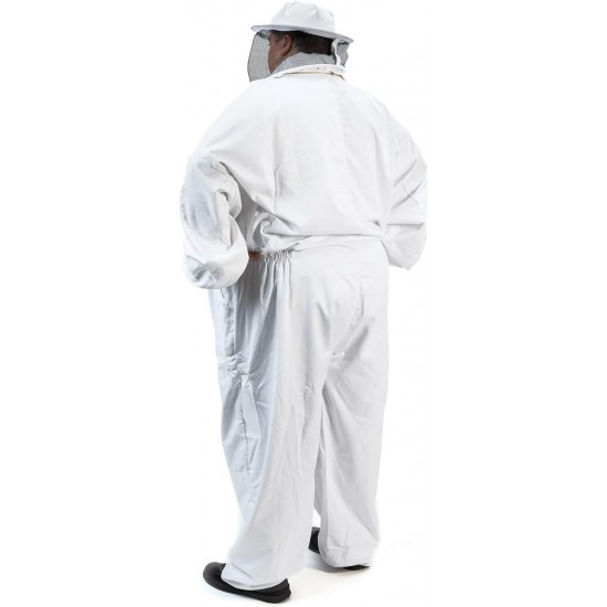 410P Big and Tall Polycotton Beekeeping Suit with Round Veil, 4XL, Arctic White