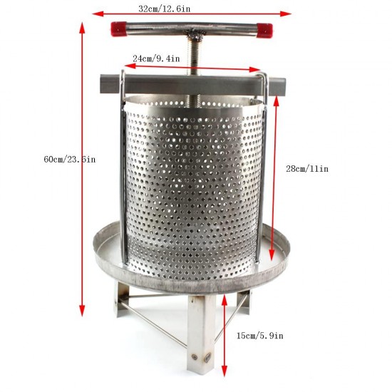 Honey Press Extractor Stainless Steel Household Manual Honey Press Press Beekeeping Tool Diameter 24cm