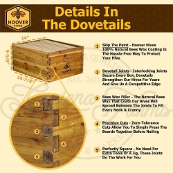 8 Frame Beehive Kit - Dipped in 100% Beeswax Includes Wooden Frames & Waxed Foundations (2 Deep Boxes, 1 Medium Box)