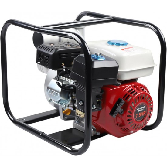 3 Inch Gas Powered Water Pump, 4-Stroke 210cc 7.5Hp Trash Pump, 3600r/min Water Transfer Pump, Portable Gasoline Semi-trash Water Pump for Irrigate The Field Construction Site