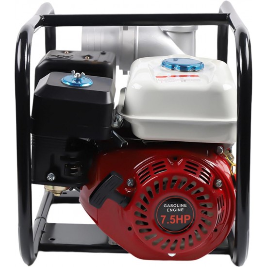 3 Inch Gas Powered Water Pump, 4-Stroke 210cc 7.5Hp Trash Pump, 3600r/min Water Transfer Pump, Portable Gasoline Semi-trash Water Pump for Irrigate The Field Construction Site